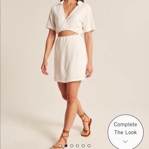 A&F linen-blend cutout shirt dress